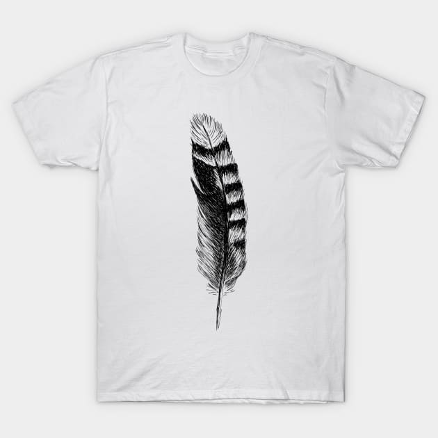 Jay Feather Print T-Shirt by rachelsfinelines